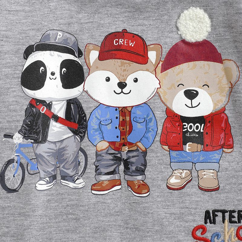 Boys Light Grey Long Sleeve Printed T-Shirt image number 2